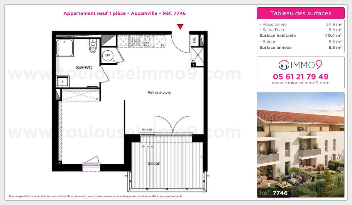 Plan et surfaces, Programme neuf Aucamville Référence n° 7746