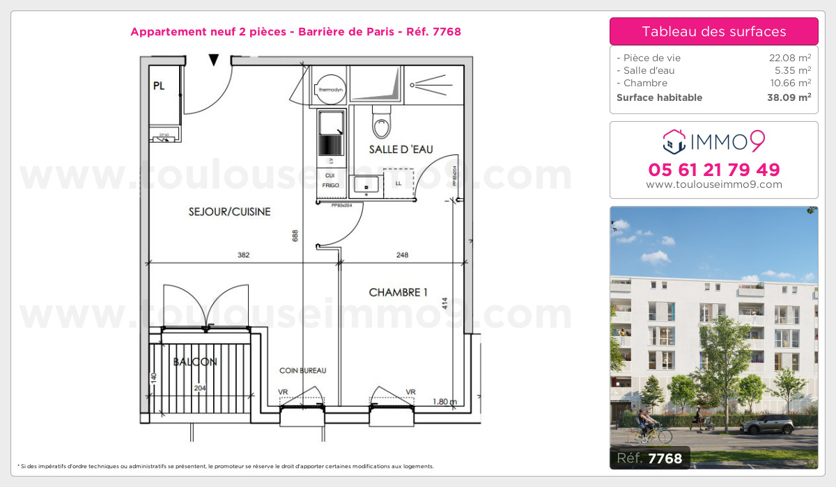 Plan et surfaces, Programme neuf Toulouse : Barrière de Paris Référence n° 7768
