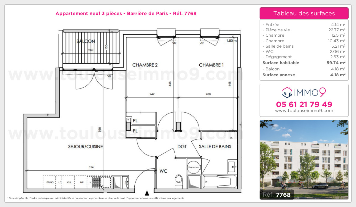 Plan et surfaces, Programme neuf Toulouse : Barrière de Paris Référence n° 7768