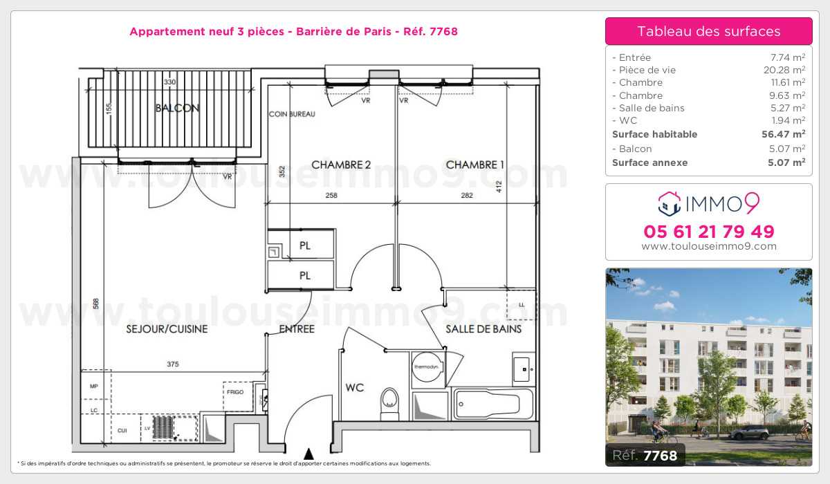 Plan et surfaces, Programme neuf Toulouse : Barrière de Paris Référence n° 7768