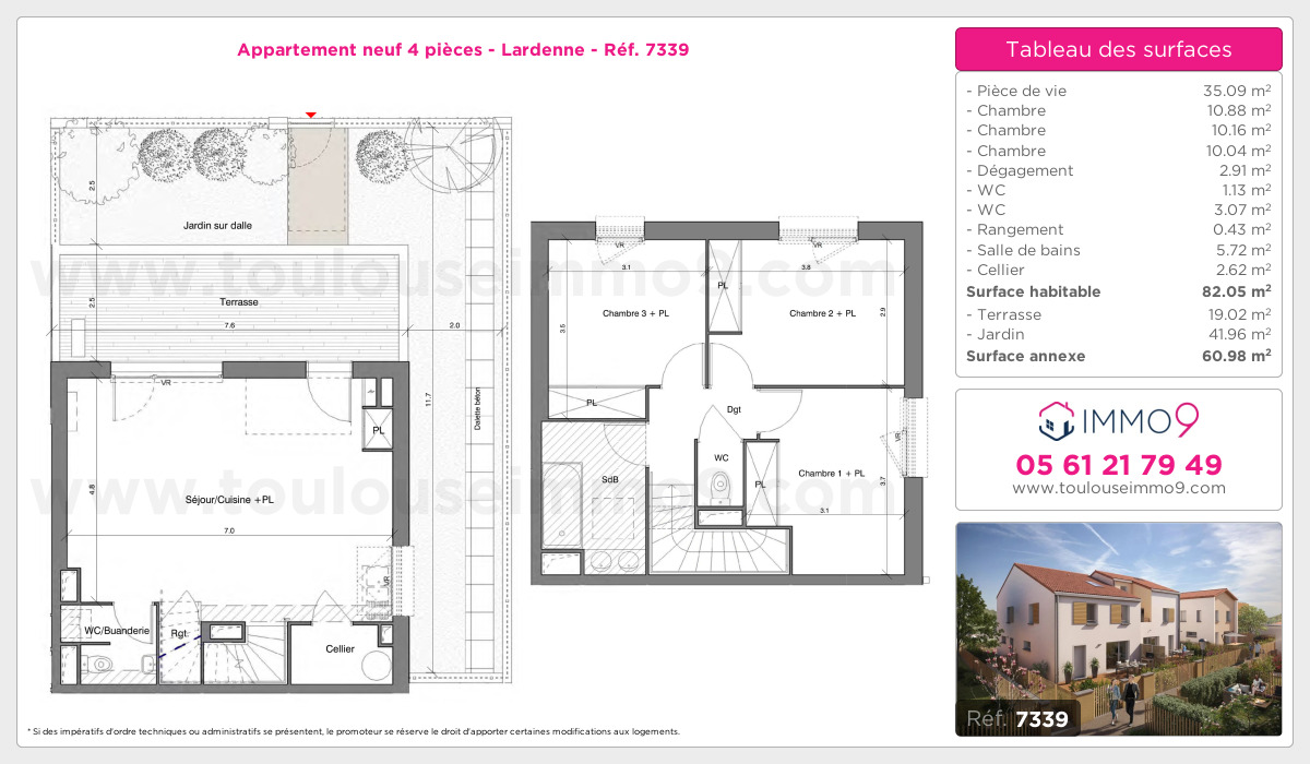 Plan et surfaces, Programme neuf Toulouse : Lardenne Référence n° 7339