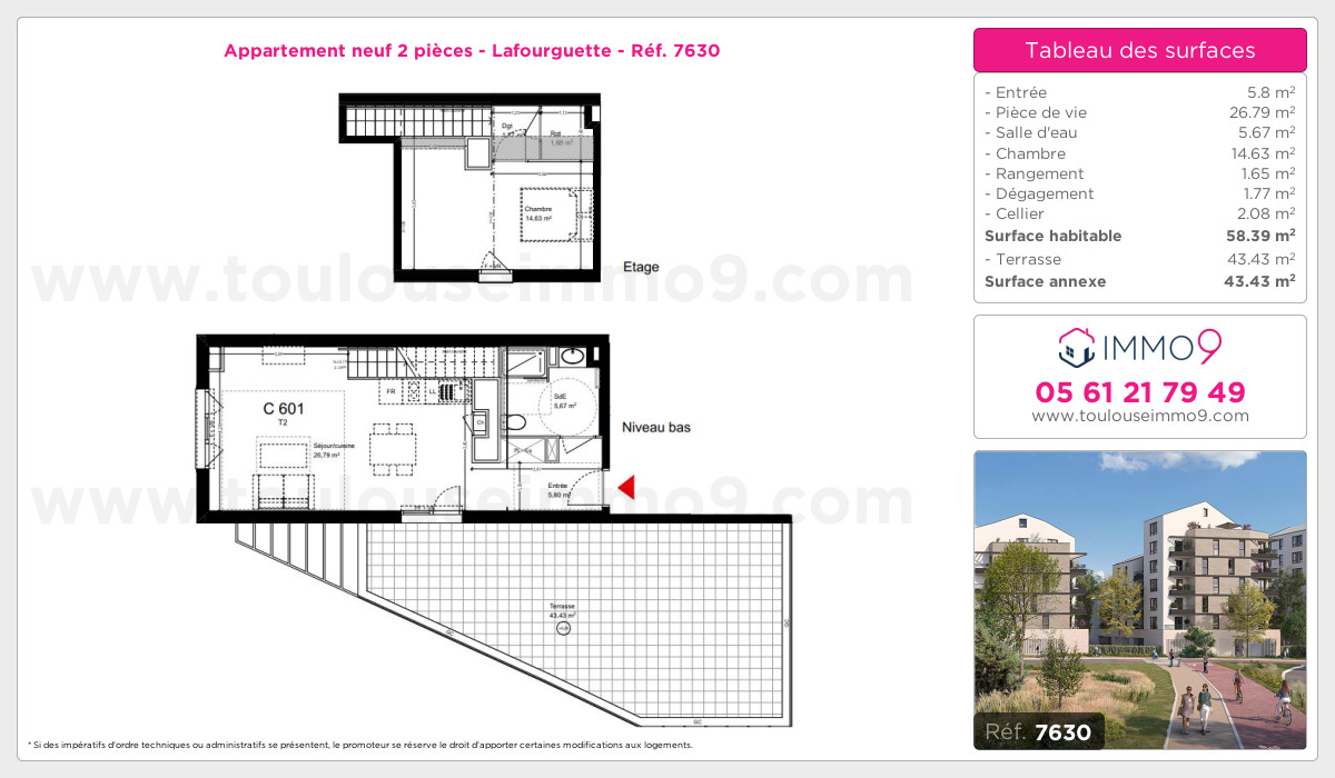 Plan et surfaces, Programme neuf Toulouse : Lafourguette Référence n° 7630