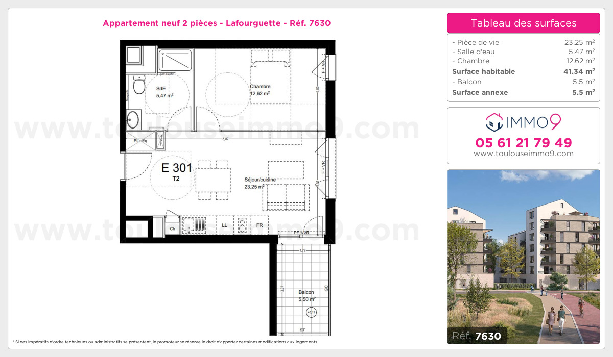 Plan et surfaces, Programme neuf Toulouse : Lafourguette Référence n° 7630