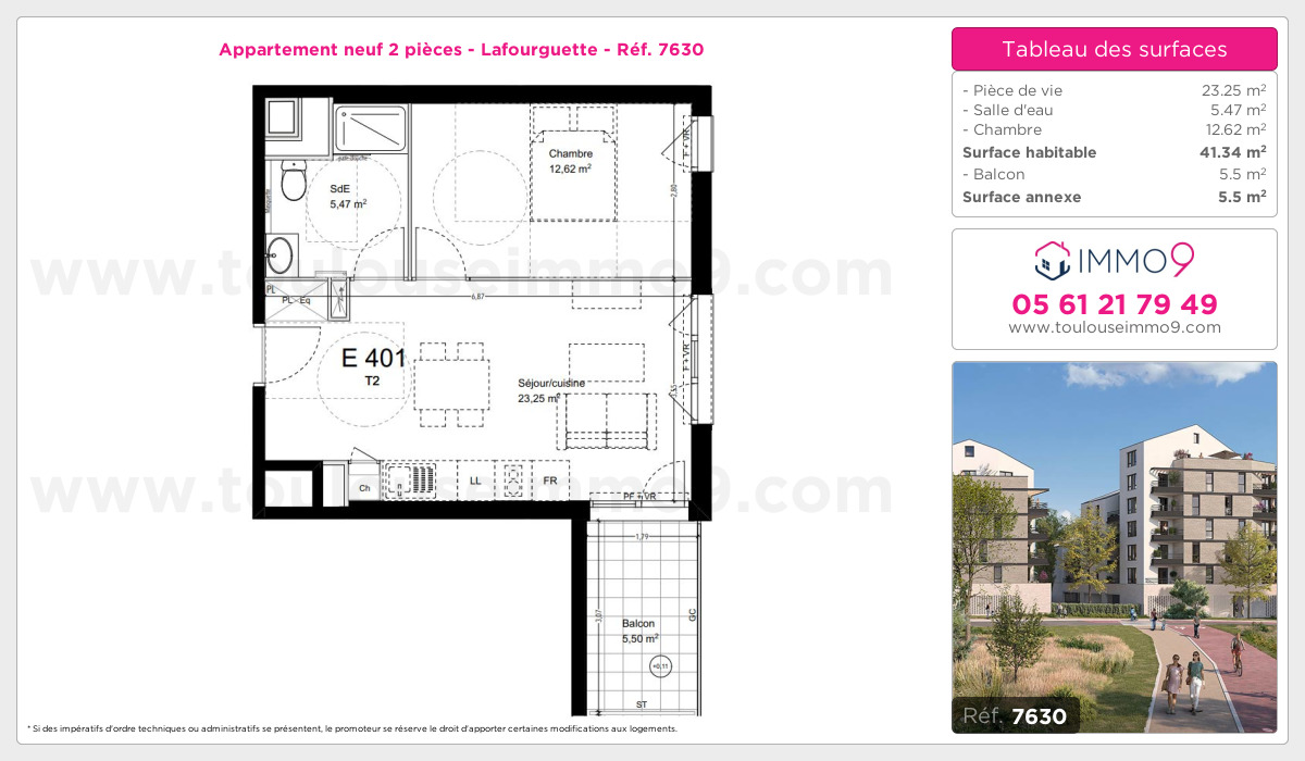 Plan et surfaces, Programme neuf Toulouse : Lafourguette Référence n° 7630