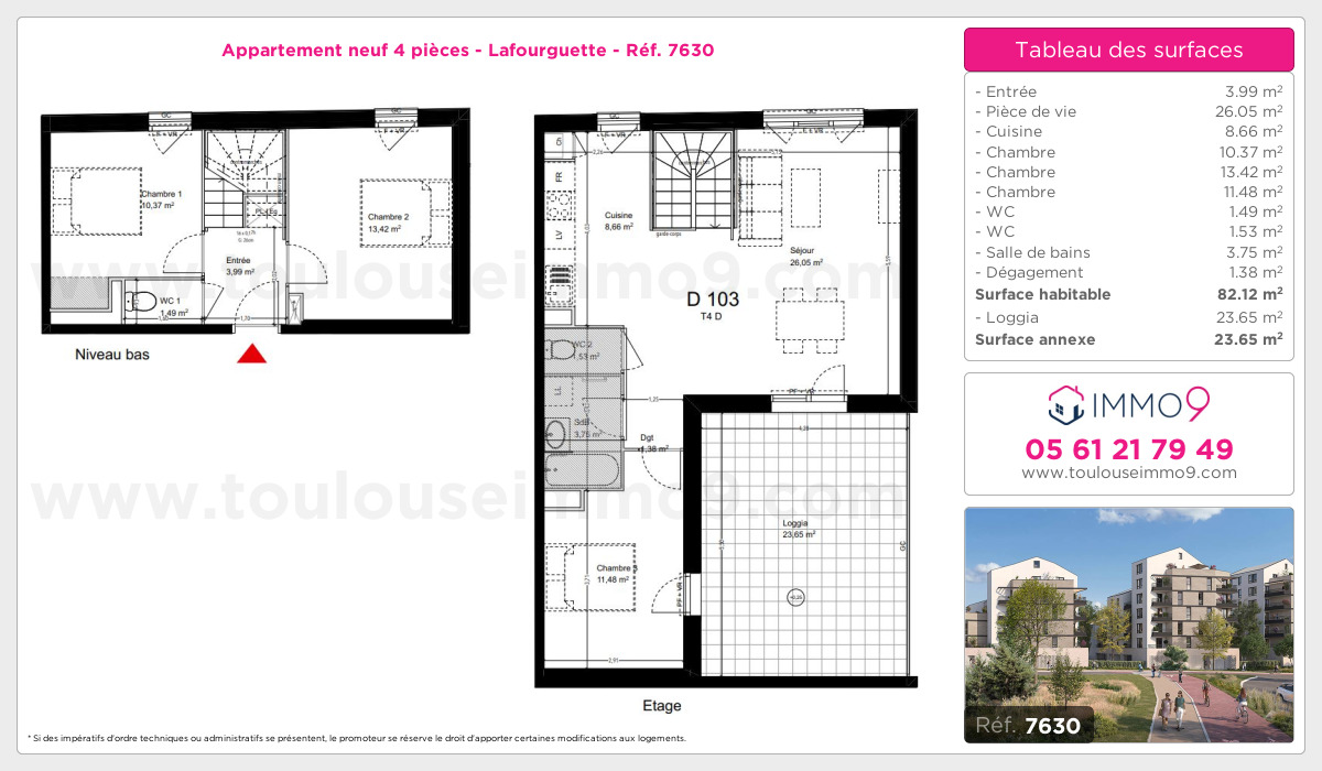 Plan et surfaces, Programme neuf Toulouse : Lafourguette Référence n° 7630