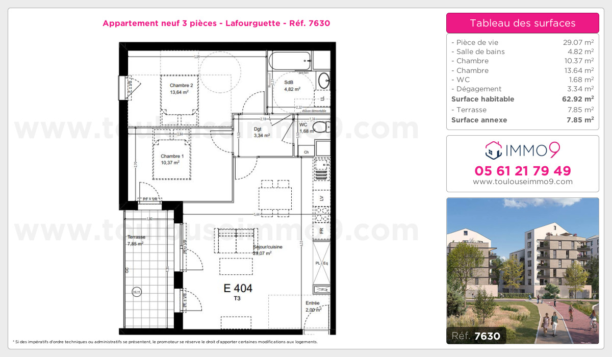 Plan et surfaces, Programme neuf Toulouse : Lafourguette Référence n° 7630
