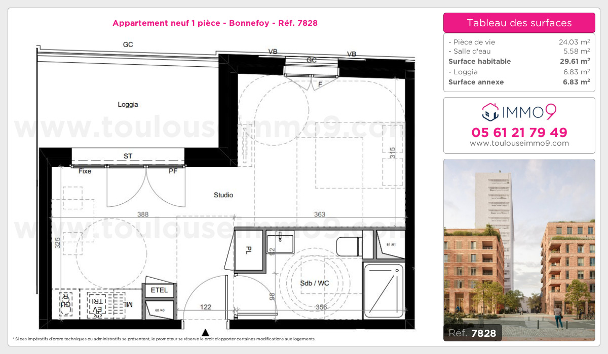 Plan et surfaces, Programme neuf Toulouse : Bonnefoy Référence n° 7828