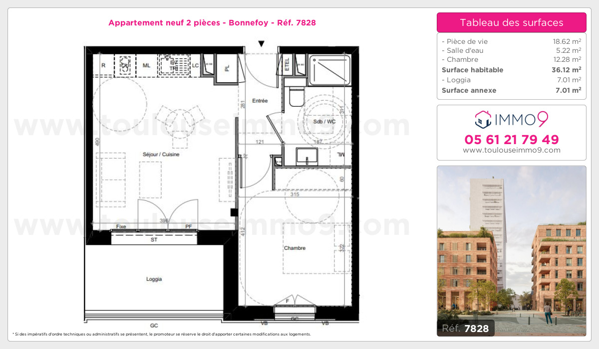 Plan et surfaces, Programme neuf Toulouse : Bonnefoy Référence n° 7828