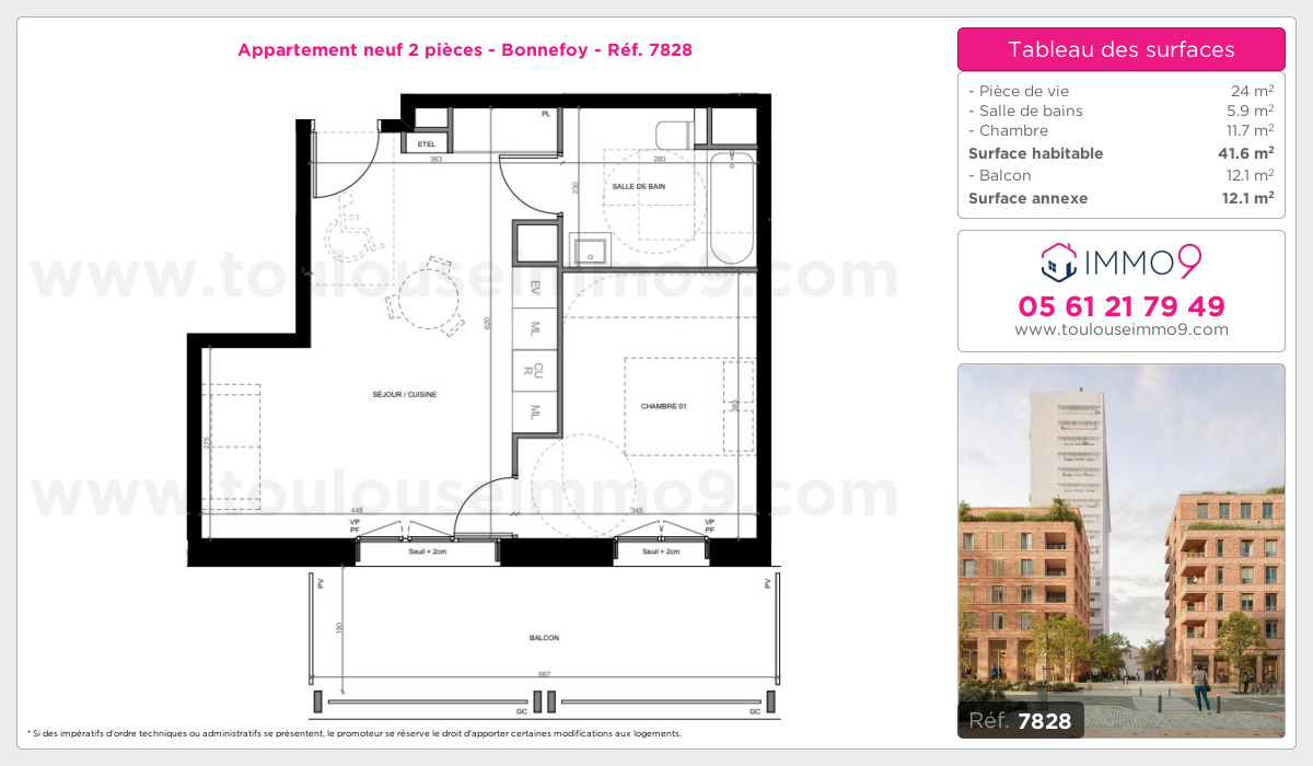 Plan et surfaces, Programme neuf Toulouse : Bonnefoy Référence n° 7828