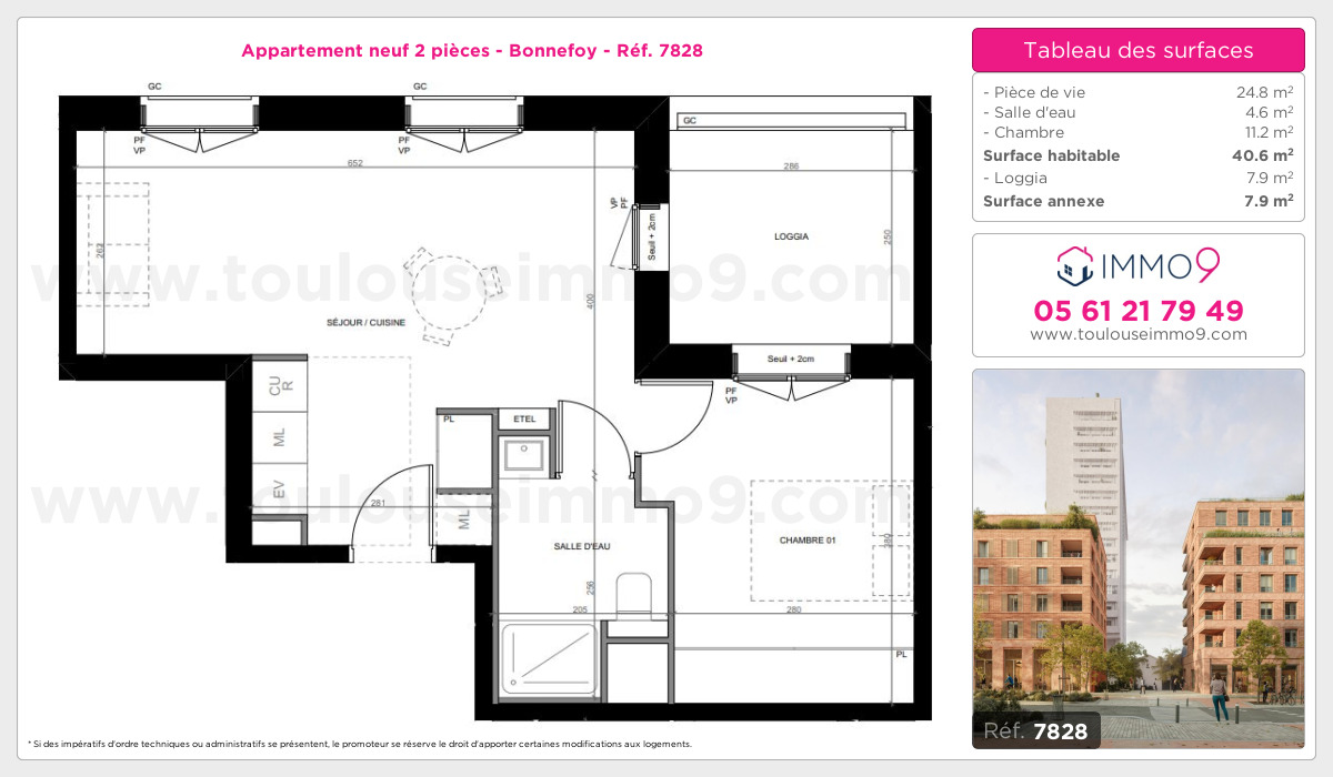 Plan et surfaces, Programme neuf Toulouse : Bonnefoy Référence n° 7828