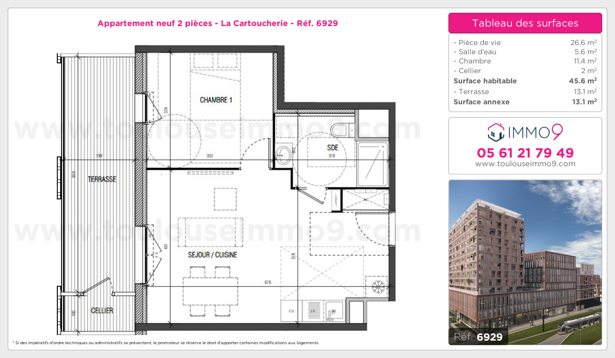 Plan et surfaces, Programme neuf Toulouse : Cartoucherie Référence n° 6929