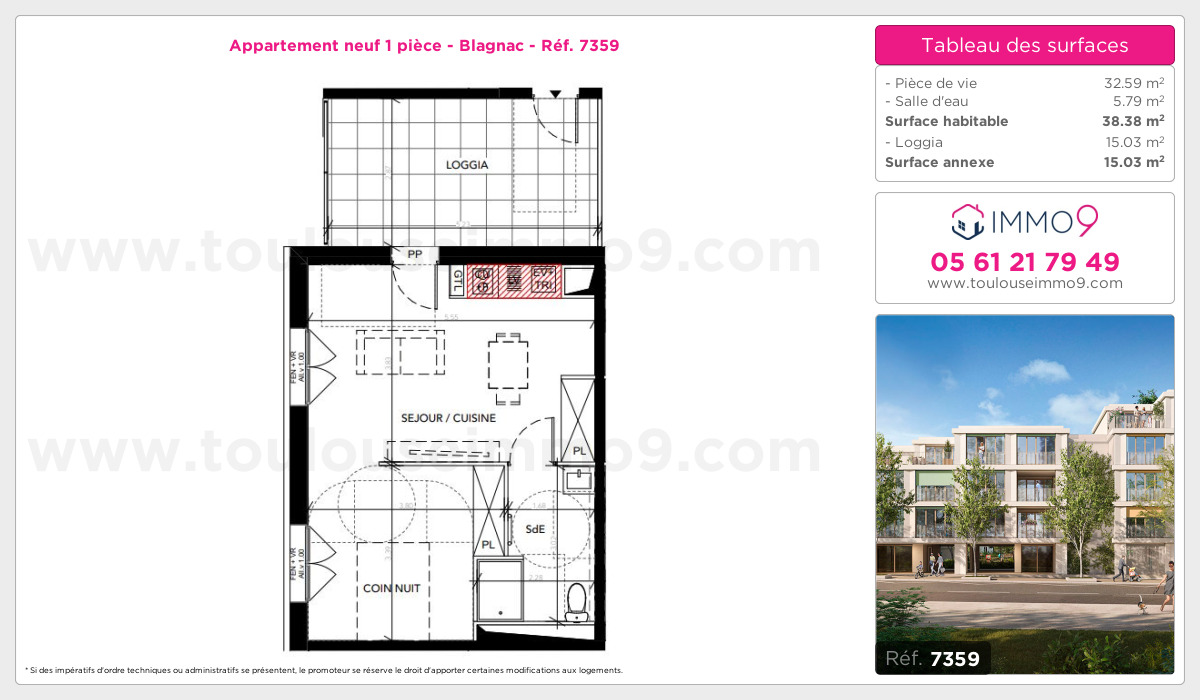 Plan et surfaces, Programme neuf Blagnac Référence n° 7359