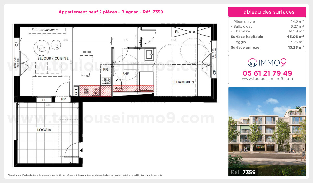 Plan et surfaces, Programme neuf Blagnac Référence n° 7359