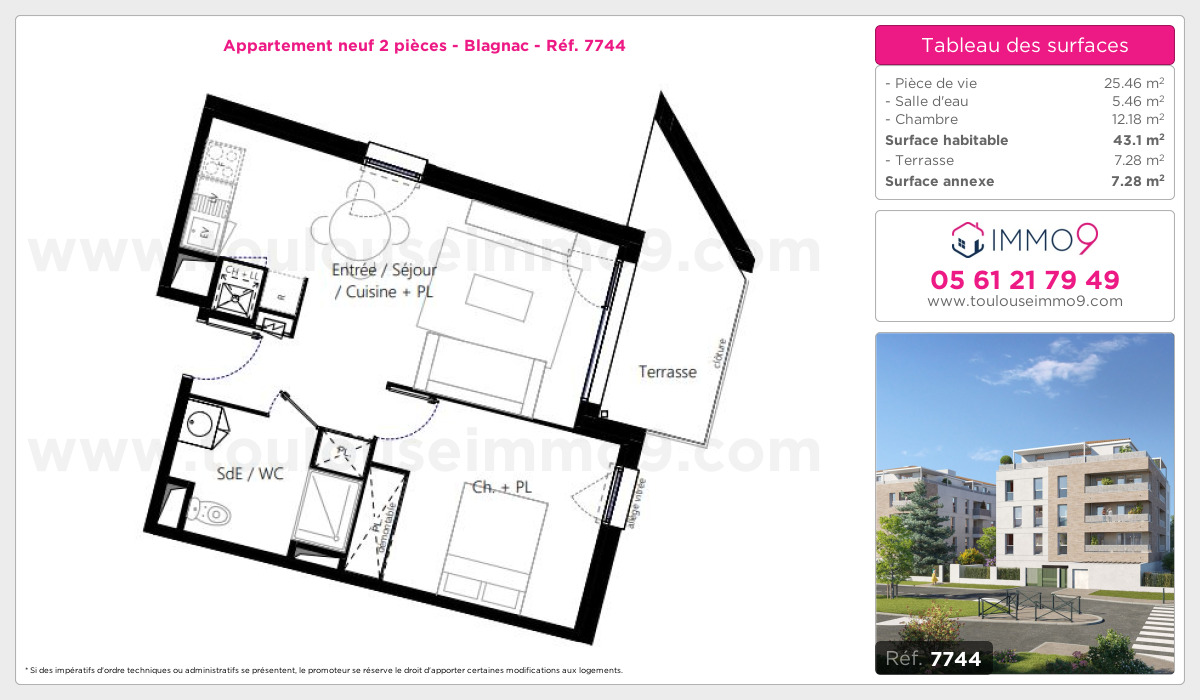 Plan et surfaces, Programme neuf Blagnac Référence n° 7744