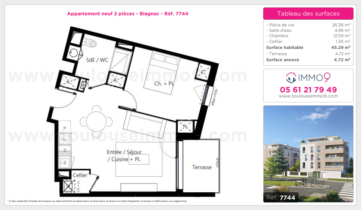 Plan et surfaces, Programme neuf Blagnac Référence n° 7744