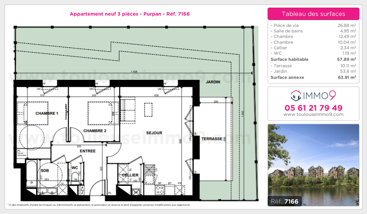 Plan et surfaces, Programme neuf Toulouse : Purpan Référence n° 7166