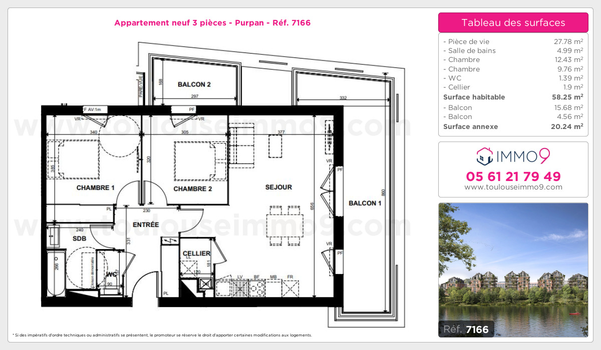 Plan et surfaces, Programme neuf Toulouse : Purpan Référence n° 7166