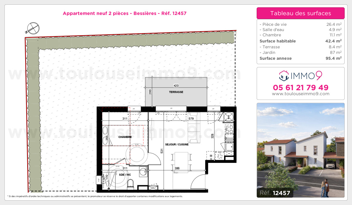 Plan et surfaces, Programme neuf Bessières Référence n° 12457