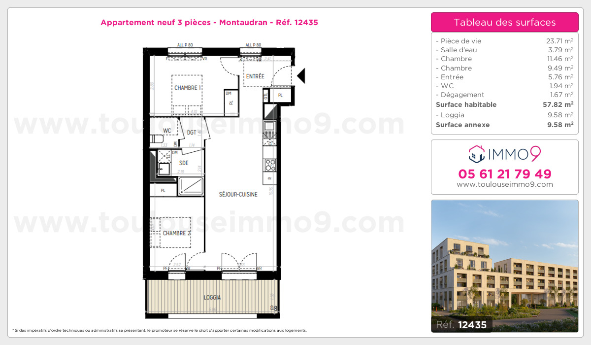 Plan et surfaces, Programme neuf Toulouse : Montaudran Référence n° 12435
