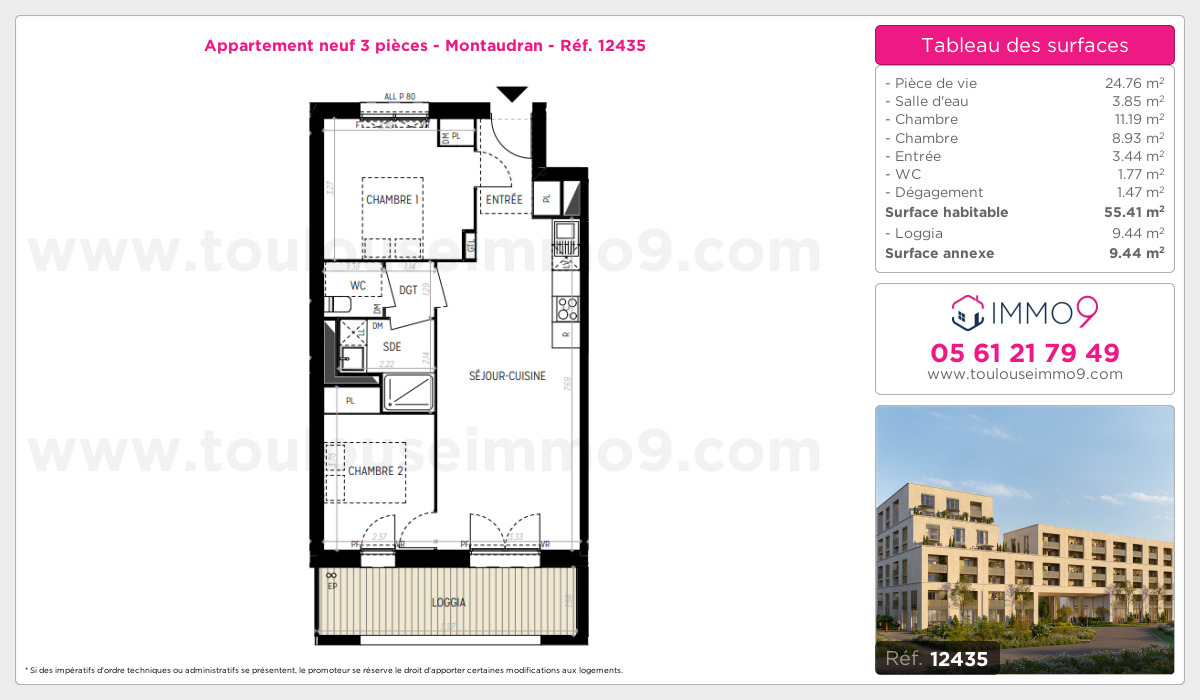 Plan et surfaces, Programme neuf Toulouse : Montaudran Référence n° 12435