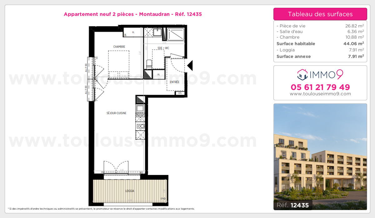 Plan et surfaces, Programme neuf Toulouse : Montaudran Référence n° 12435