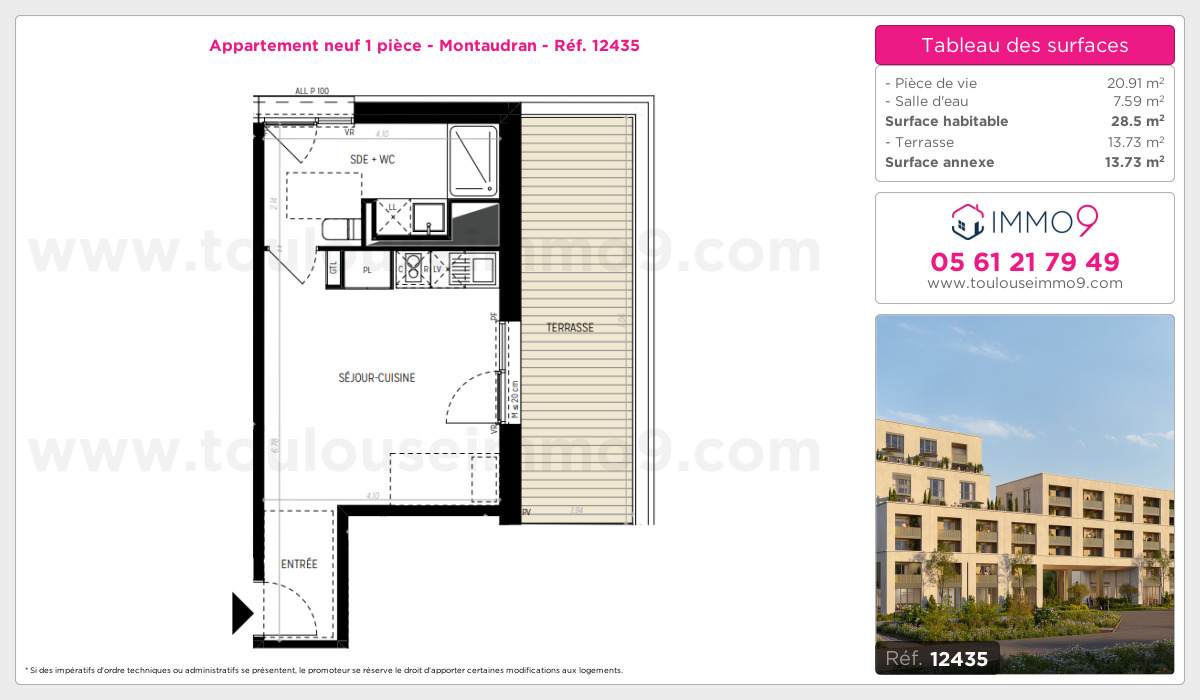 Plan et surfaces, Programme neuf Toulouse : Montaudran Référence n° 12435