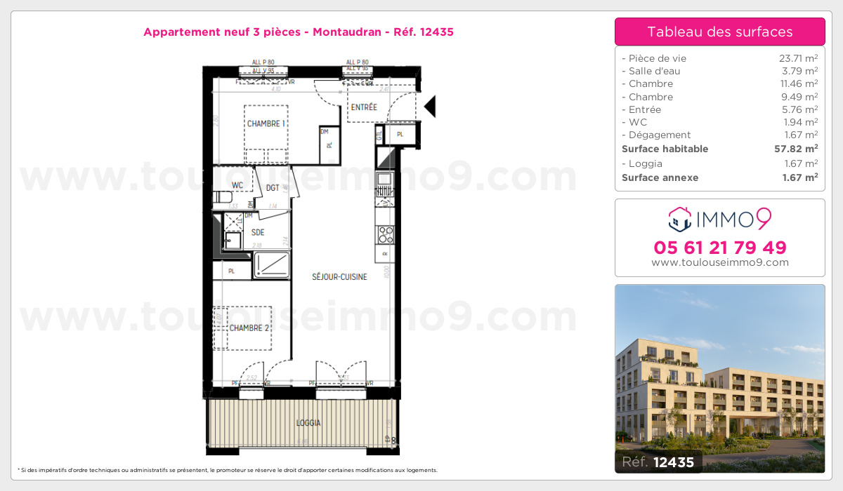 Plan et surfaces, Programme neuf Toulouse : Montaudran Référence n° 12435