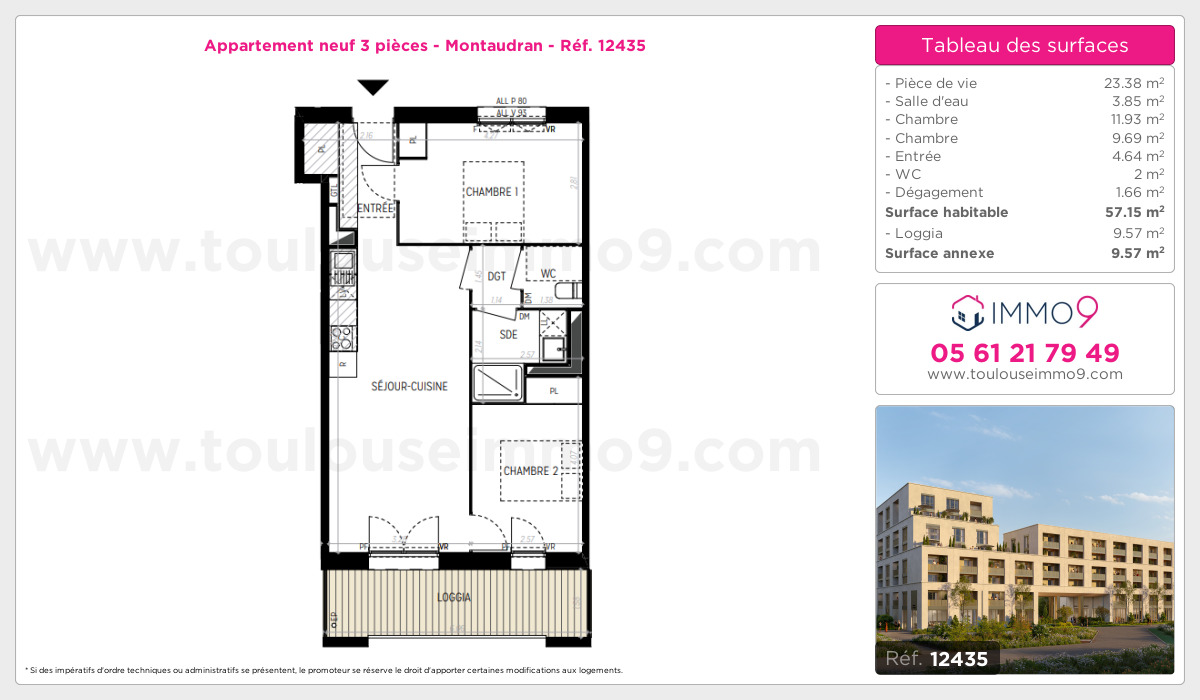 Plan et surfaces, Programme neuf Toulouse : Montaudran Référence n° 12435