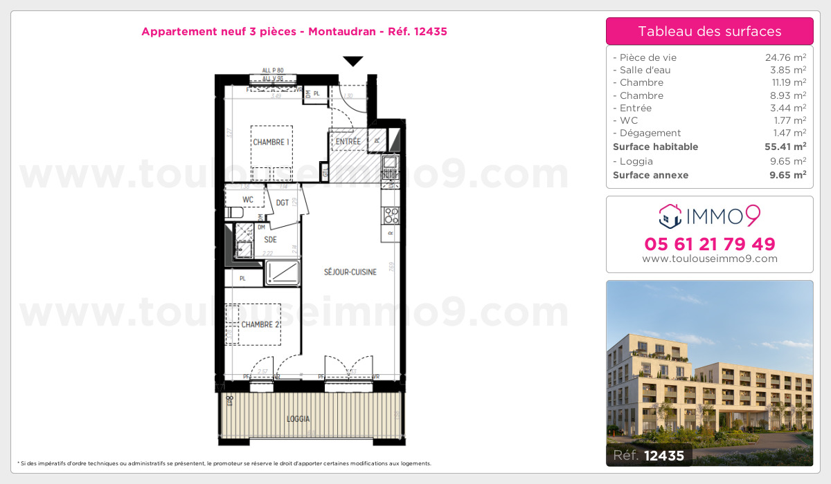 Plan et surfaces, Programme neuf Toulouse : Montaudran Référence n° 12435