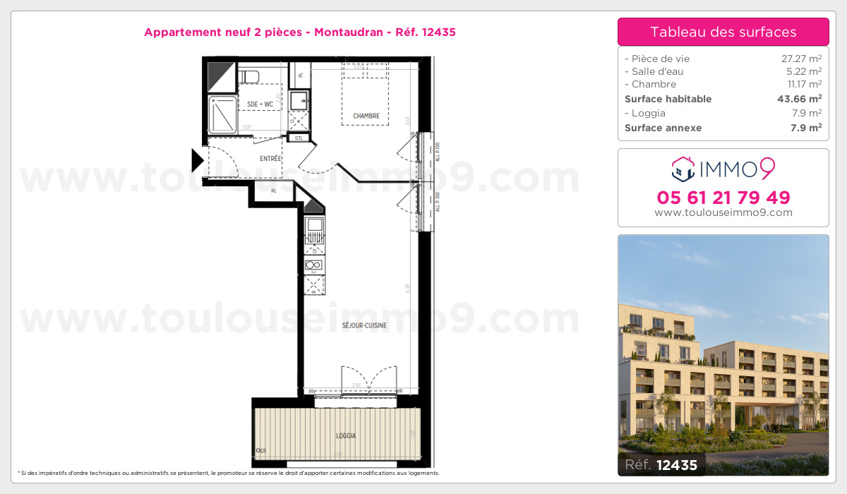 Plan et surfaces, Programme neuf Toulouse : Montaudran Référence n° 12435