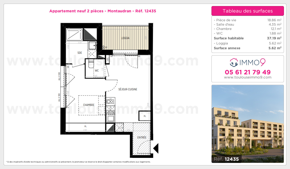 Plan et surfaces, Programme neuf Toulouse : Montaudran Référence n° 12435