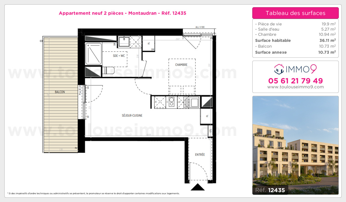 Plan et surfaces, Programme neuf Toulouse : Montaudran Référence n° 12435