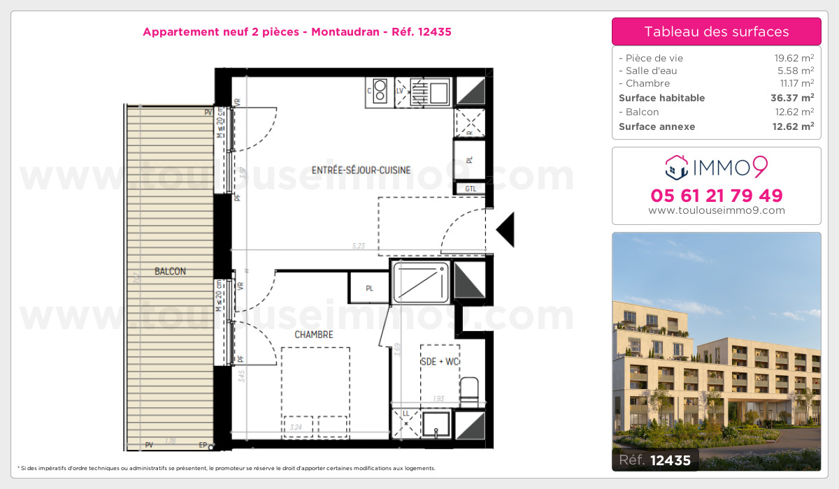 Plan et surfaces, Programme neuf Toulouse : Montaudran Référence n° 12435