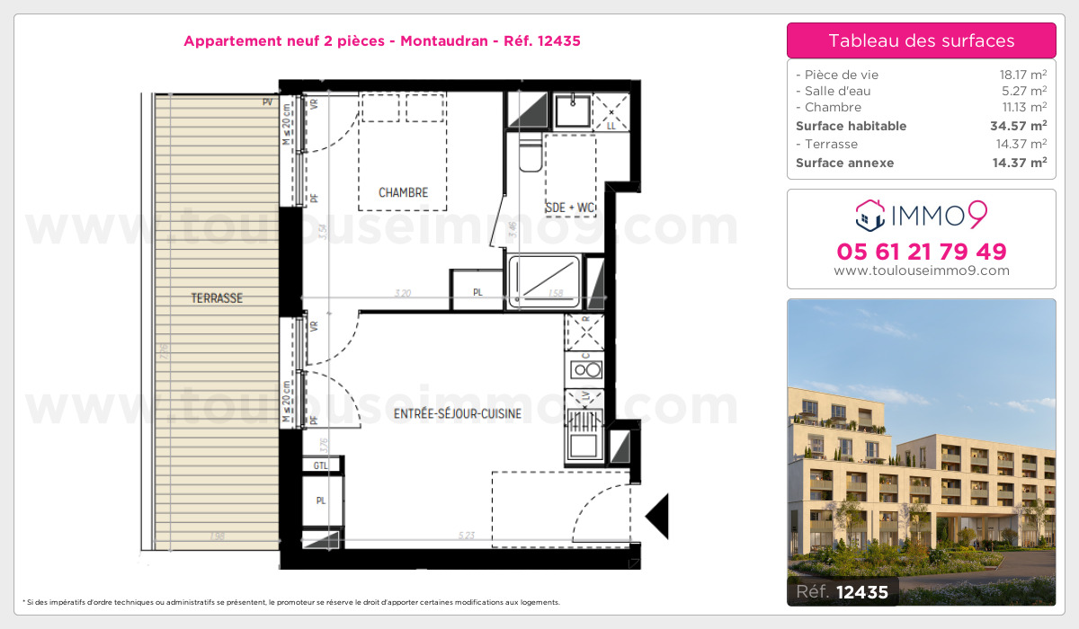 Plan et surfaces, Programme neuf Toulouse : Montaudran Référence n° 12435