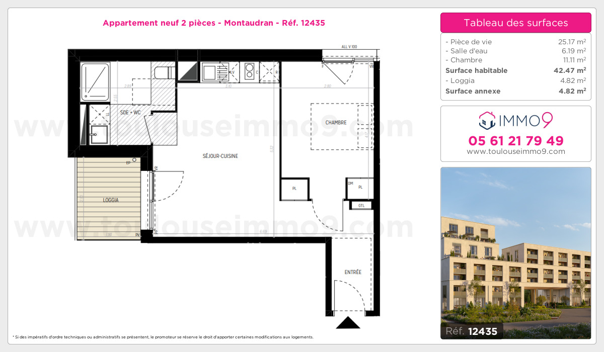Plan et surfaces, Programme neuf Toulouse : Montaudran Référence n° 12435