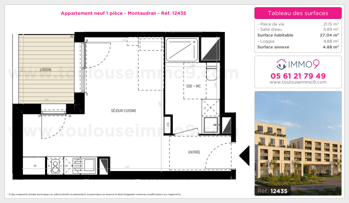 Plan et surfaces, Programme neuf Toulouse : Montaudran Référence n° 12435