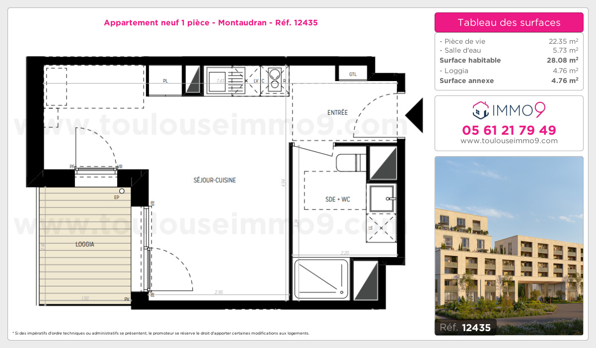 Plan et surfaces, Programme neuf Toulouse : Montaudran Référence n° 12435