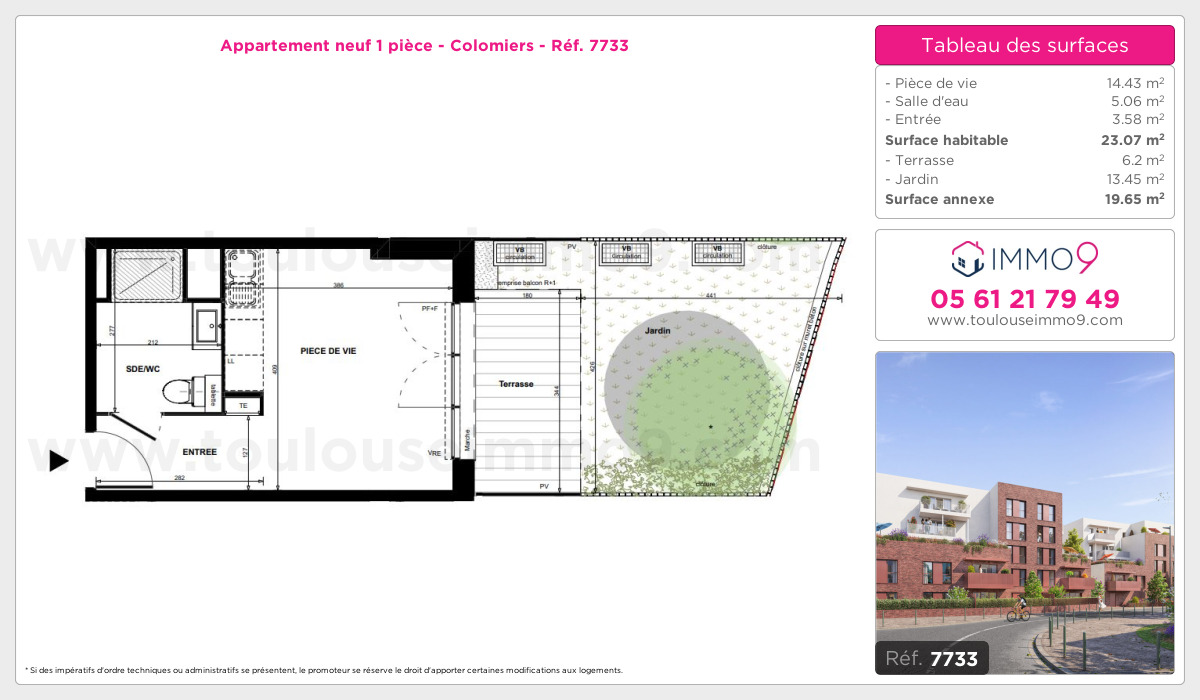 Plan et surfaces, Programme neuf Colomiers Référence n° 7733