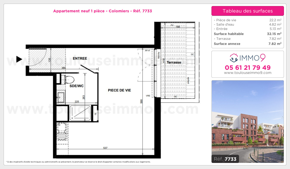 Plan et surfaces, Programme neuf Colomiers Référence n° 7733