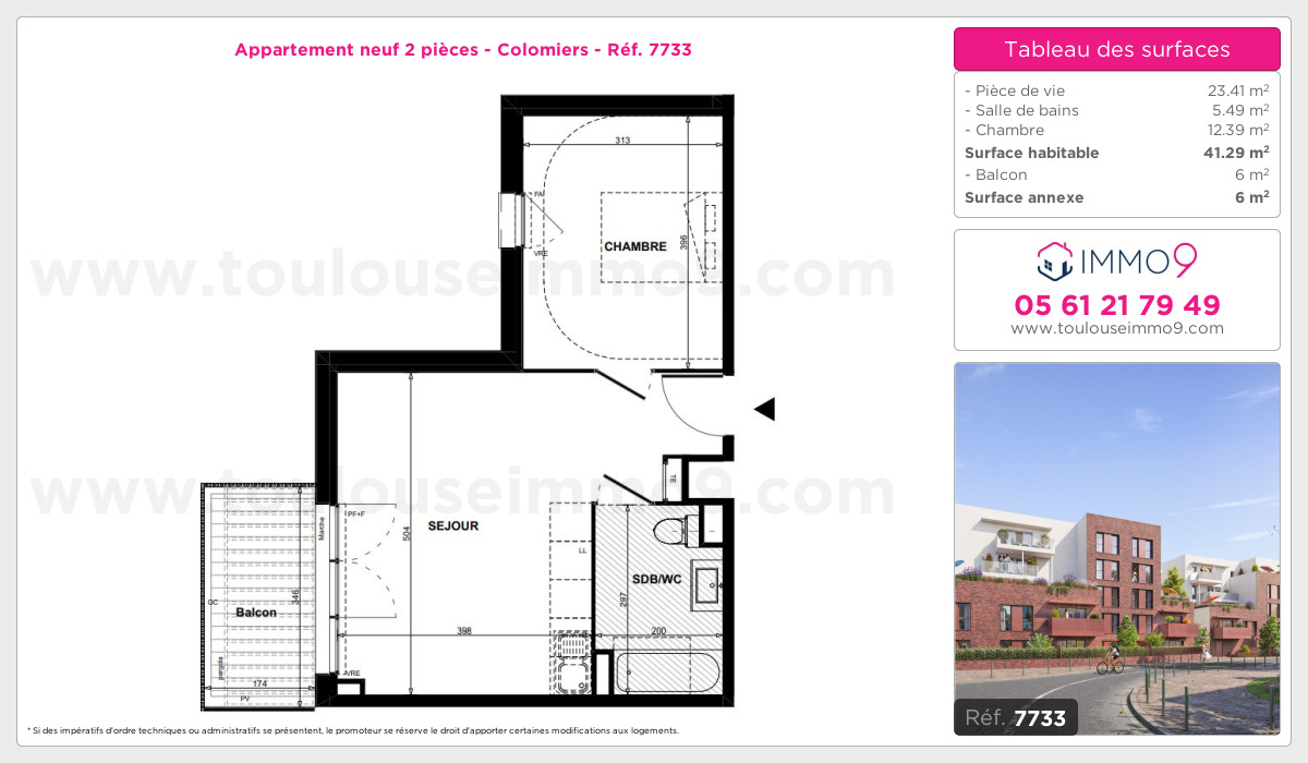 Plan et surfaces, Programme neuf Colomiers Référence n° 7733