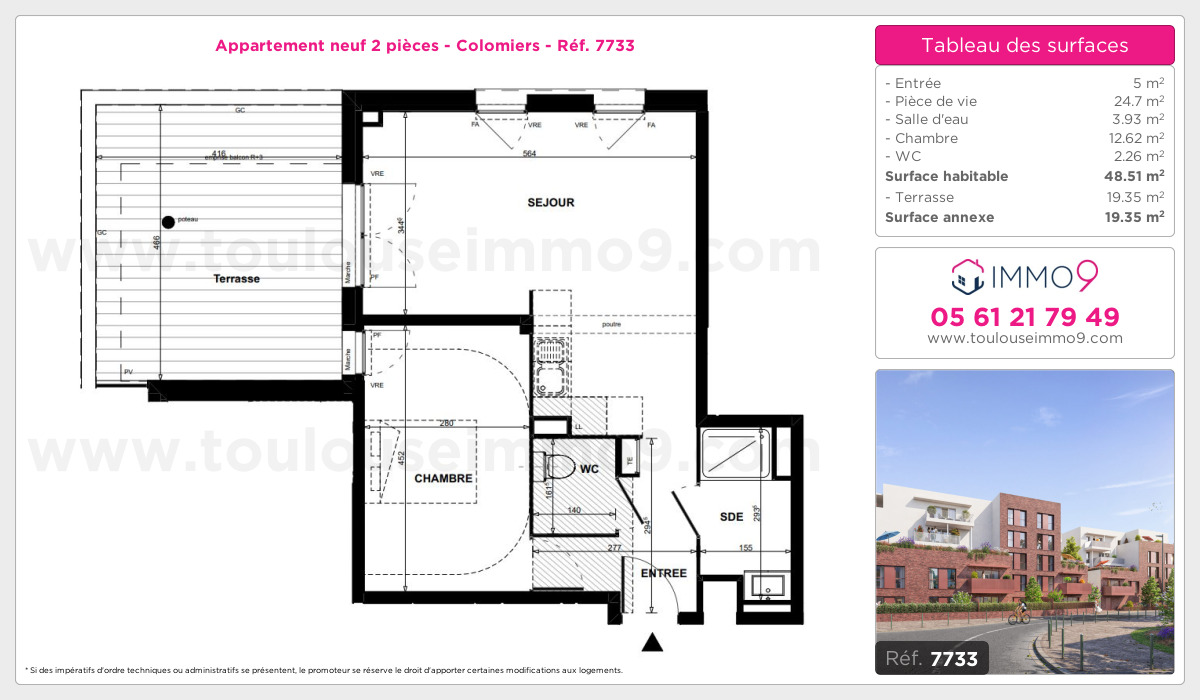 Plan et surfaces, Programme neuf Colomiers Référence n° 7733