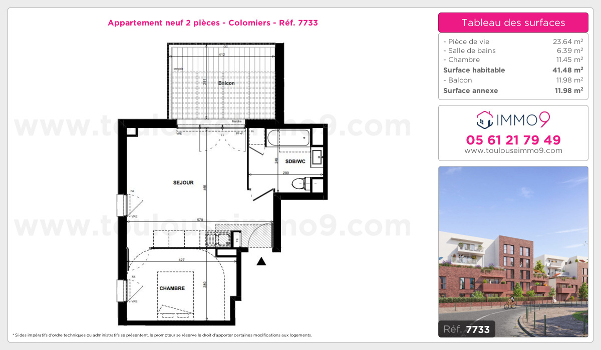 Plan et surfaces, Programme neuf Colomiers Référence n° 7733