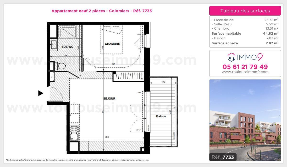 Plan et surfaces, Programme neuf Colomiers Référence n° 7733
