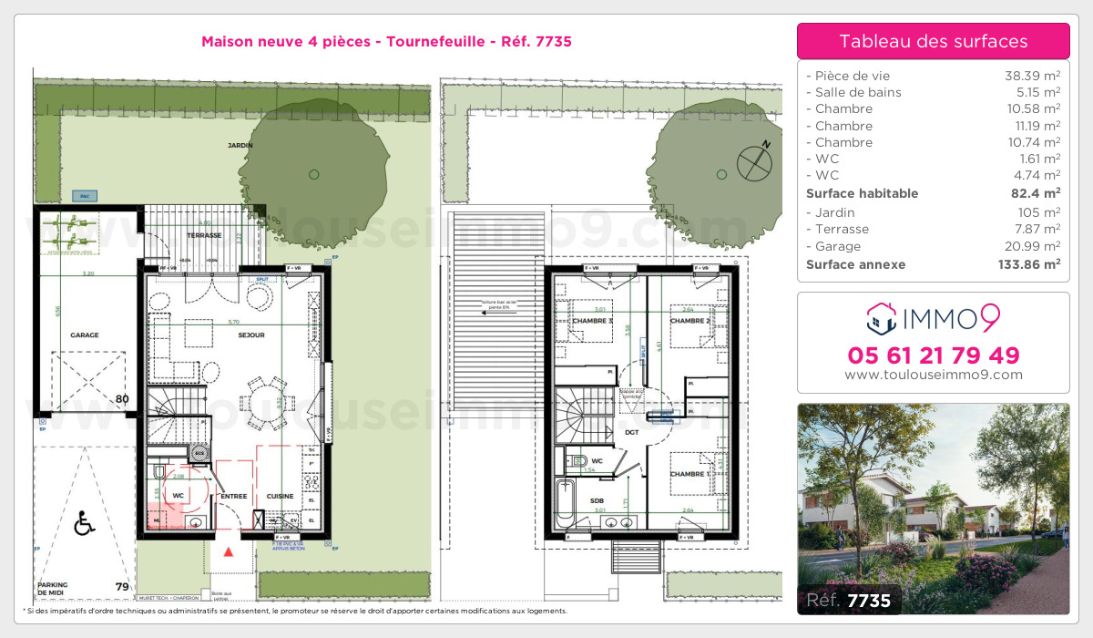 Plan et surfaces, Programme neuf Tournefeuille Référence n° 7735