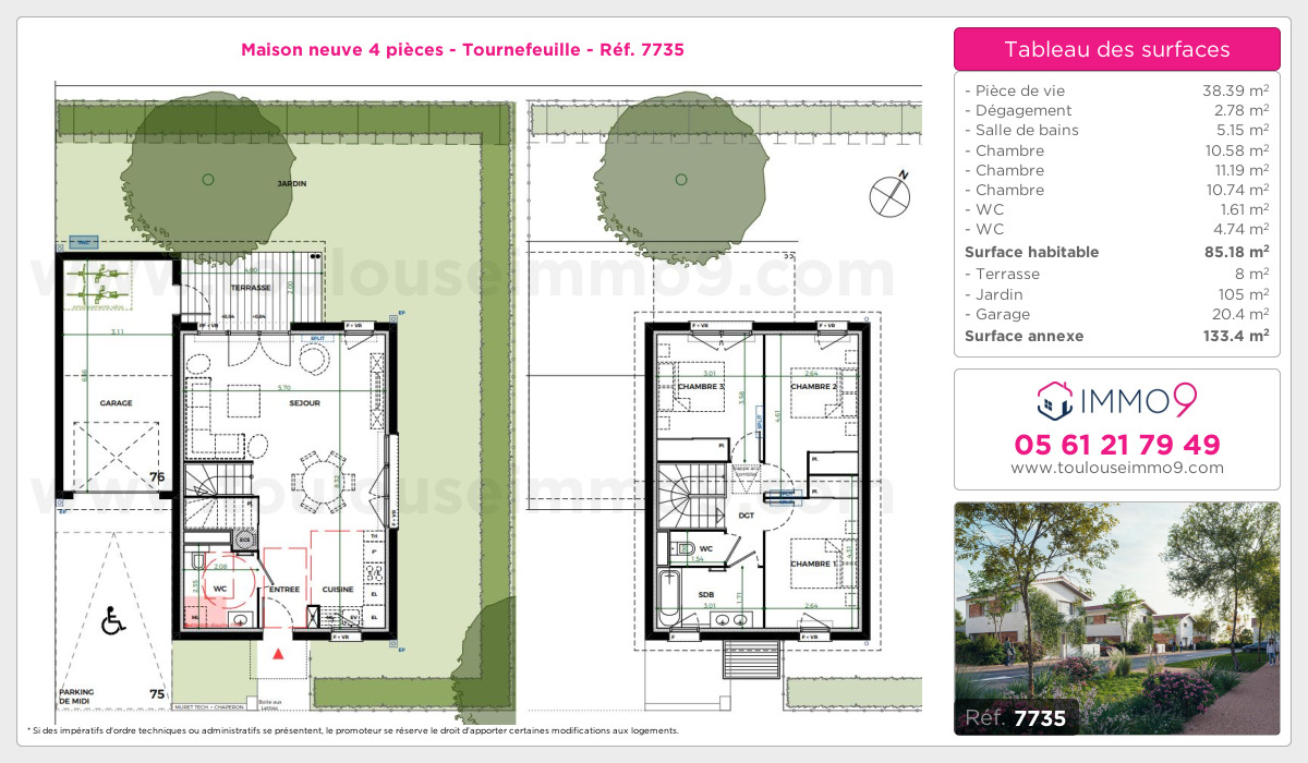 Plan et surfaces, Programme neuf Tournefeuille Référence n° 7735