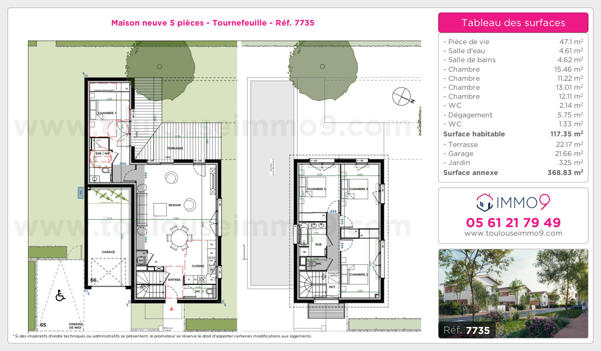 Plan et surfaces, Programme neuf Tournefeuille Référence n° 7735