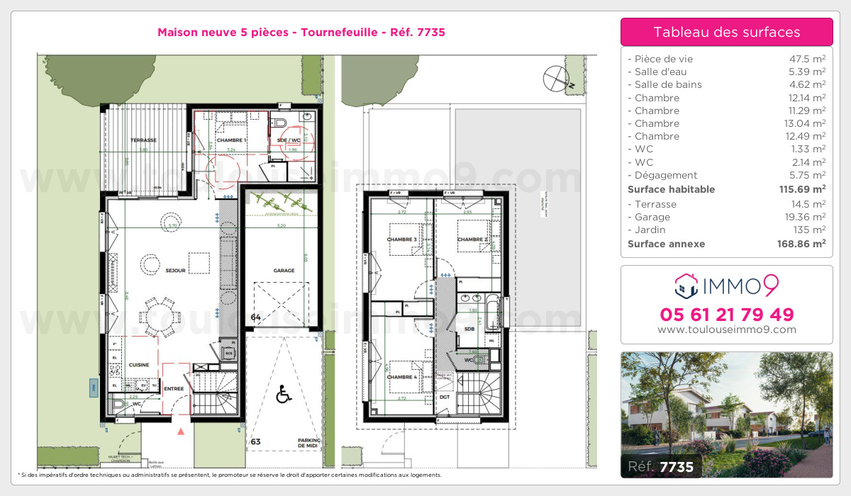 Plan et surfaces, Programme neuf Tournefeuille Référence n° 7735