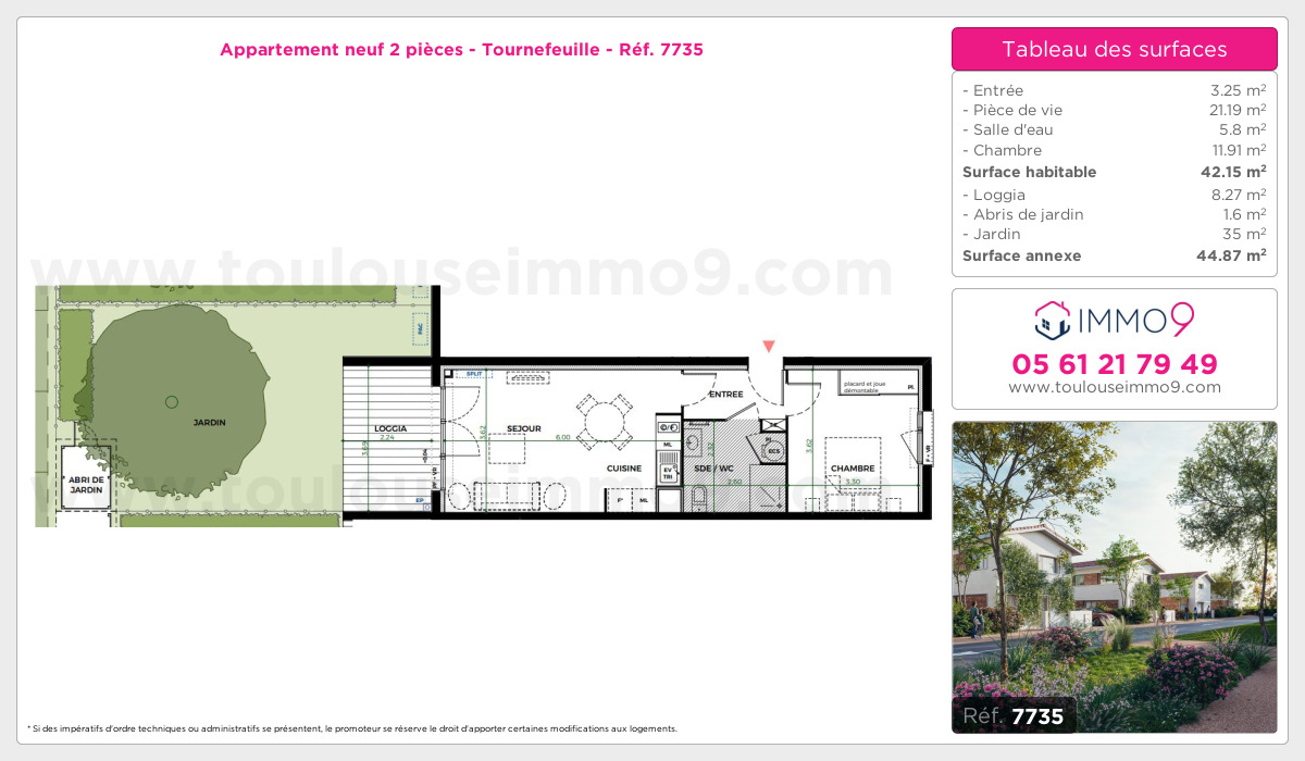Plan et surfaces, Programme neuf Tournefeuille Référence n° 7735