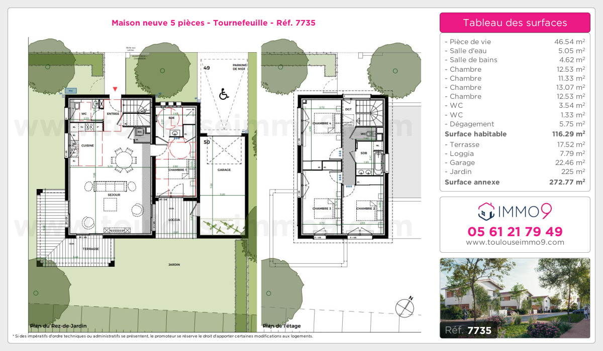 Plan et surfaces, Programme neuf Tournefeuille Référence n° 7735