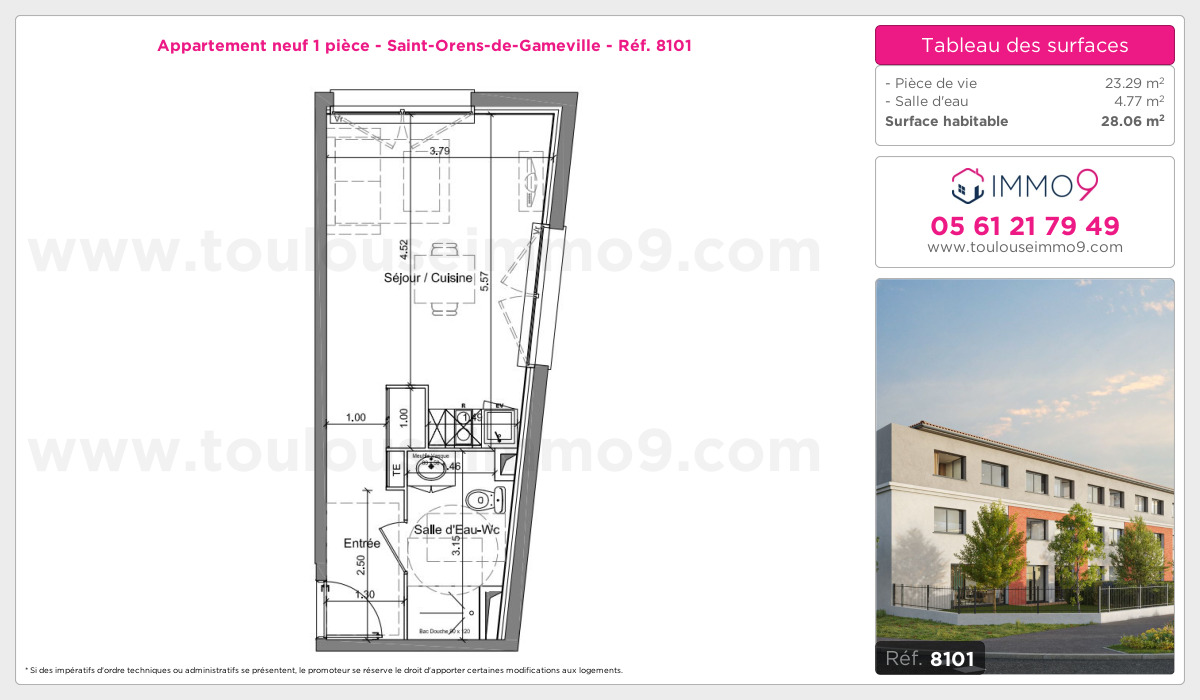Plan et surfaces, Programme neuf Saint-Orens-de-Gameville Référence n° 8101
